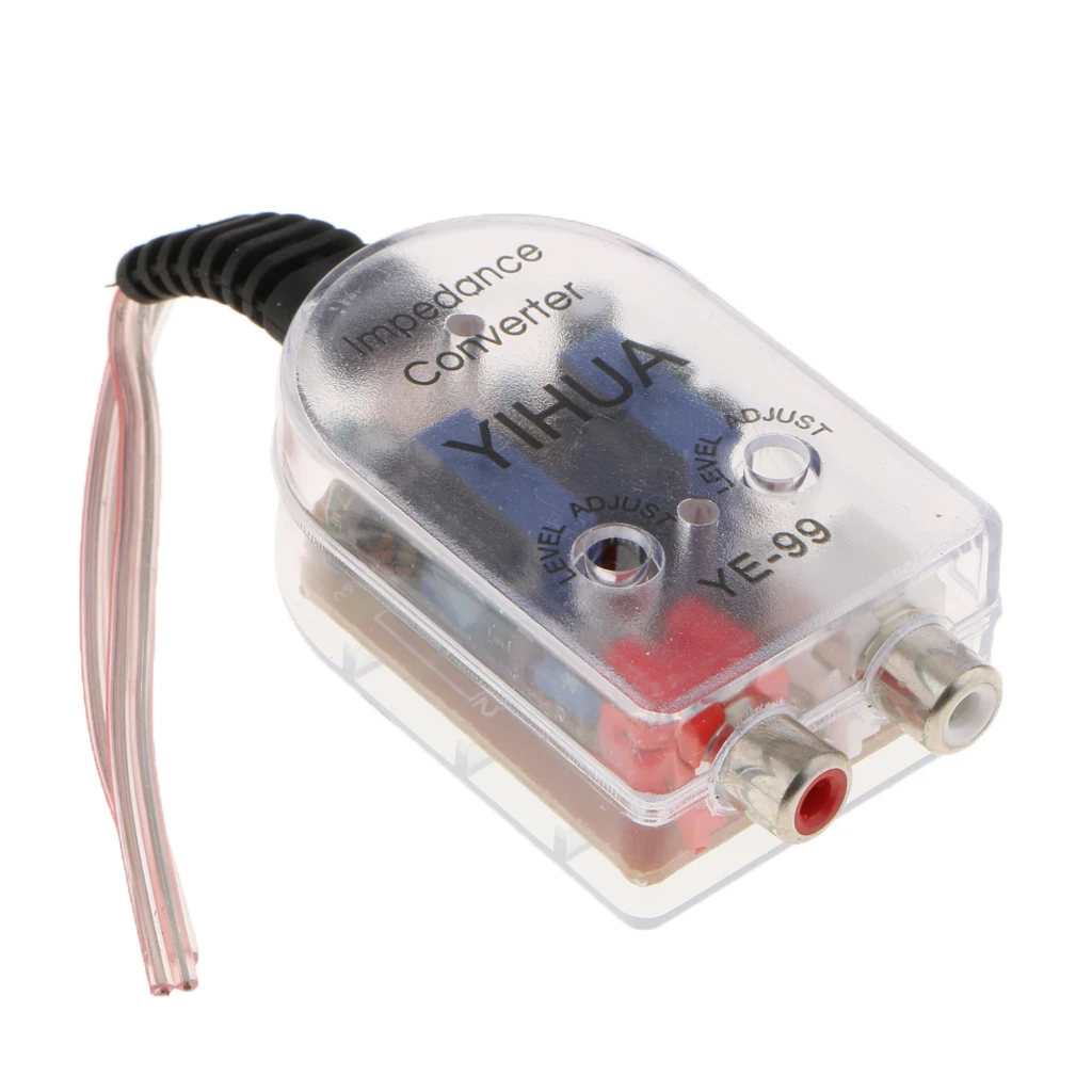 1x Car Auto Radio Speaker High To Low RCA Line Audio Impedance Converter Adapter