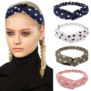 Fashion Women Girls Dot Bohemian Hair Bands Print Headbands Vintage Cross Turban Bandage Bandanas HairBands Hair Accessories