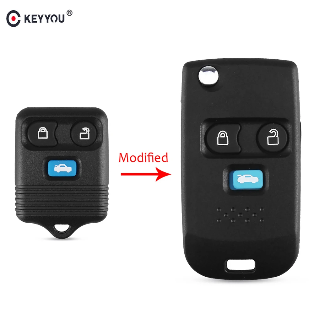 KEYYOU 3 кнопки модифицированный флип чехол для пульта дистанционного управления Ford
