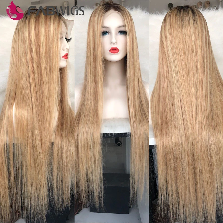 Fabwigs 4/27/613 Lemi Color Lace Front Wig Ombre Highlight P27/613 13x6  Lace Frontal Wig Pre Plucked Balayage Wigs For Women|Human Hair Lace Wigs|  - AliExpress