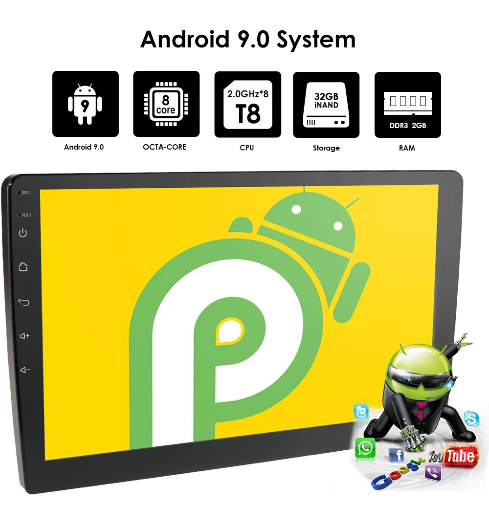 Восьмиядерный 2G+ 3 2G Android 9,0 2 Din автомагнитола мультимедийная Playe Универсальная автомобильная Стерео Gps навигация Bluetooth видео плеер камера ПК