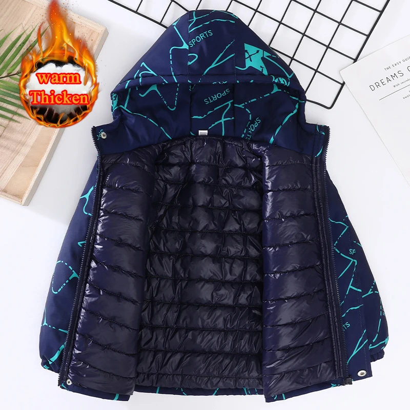 Winter Boy's Cotton-padded Jacket Children Hooded Outerwear Boys Bomber Jacket Thickened Warm WaterProof Windbreaker TZ661