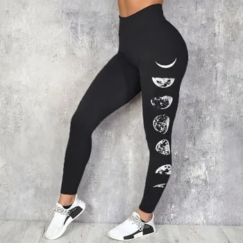 

Leggings Moon Print High Waist Push Up Elastic Casual Leggings Fitness For Women Sexy Pants Bodybuilding Clothing Stretch Pants