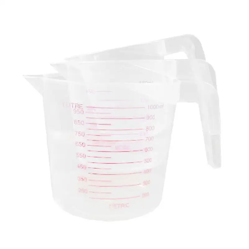 3 шт мерные стаканчики для жидкости Пластик измерения объема стакан ПВХ шкала чашка Кухня выпечки инструменты 250/500/1000 мл