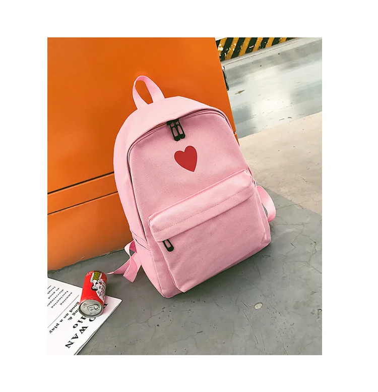 Корейский стиль Ulzzang Harajuku простая ткань девушки сердце рюкзак кампус средней школы студентов школьная сумка женская большая емкость