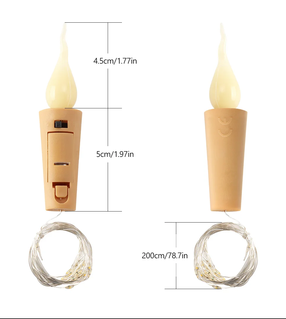 6 шт Упаковка 2 м струнная лампа-свеча в форме пробки бутылки вина свет светодиодные фонари украшение для Хэллоуина светильник для
