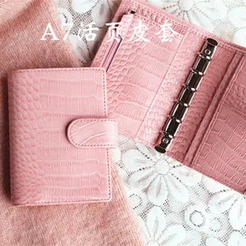 

Presell Pink Cowhide Croc Genuine Leather A5 A6 A7 notebook Diary planner journal Stationery notepad Agenda Organizer Big Pocket