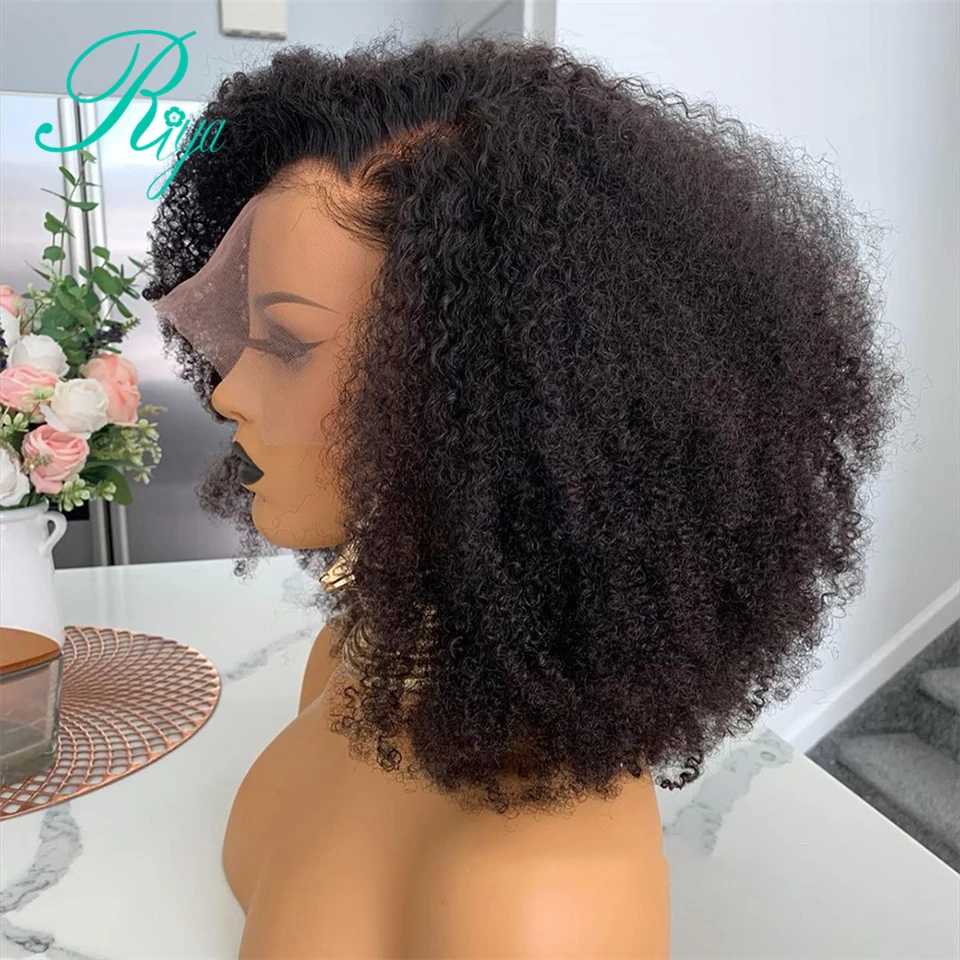 Afro Kinky Curly 13X4 Lace Front Wig With Baby Hair Mongolian Remy 13X6 Short Human Hair Wigs With Baby Bleached Knots Riya human hair wig lace front wigs