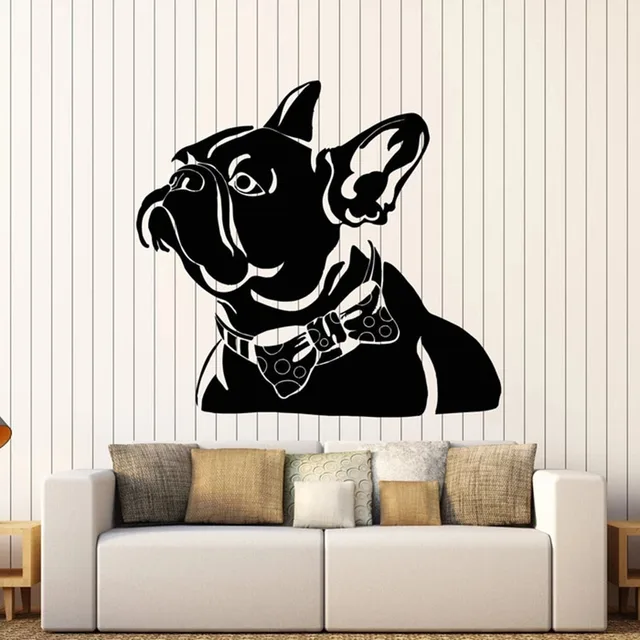 애완동물 가게 추상 프랑스 불독 나비 넥타이 벽 데칼