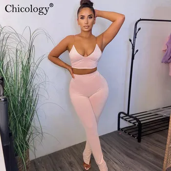

Chicology Transparent Strap Fashion Two Piece Matching Set Top Pants Women 2020 Summer Fall Clothes Sexy Club Outfits Streetwear