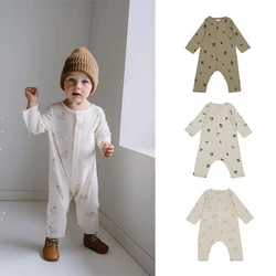 Kids Baby Bodysuits for Spring and Autumn Long Sleeve Cotton Floral Jumpsuits for Infants New Arrivals Boys Clothes