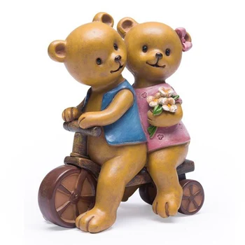 

Miniature Model Home Decoration Figurine Resin Bear With Bicycle Ornament Animal Crafts Desktop Handcrafts Birthday Gifts