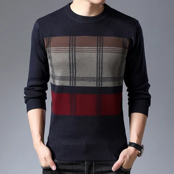 

Mens Polyester Cotton Knit Tops Sweater Pullover Basic O Neck Thick for Autumn Winter Patchwork Fashion Casual BO23381213