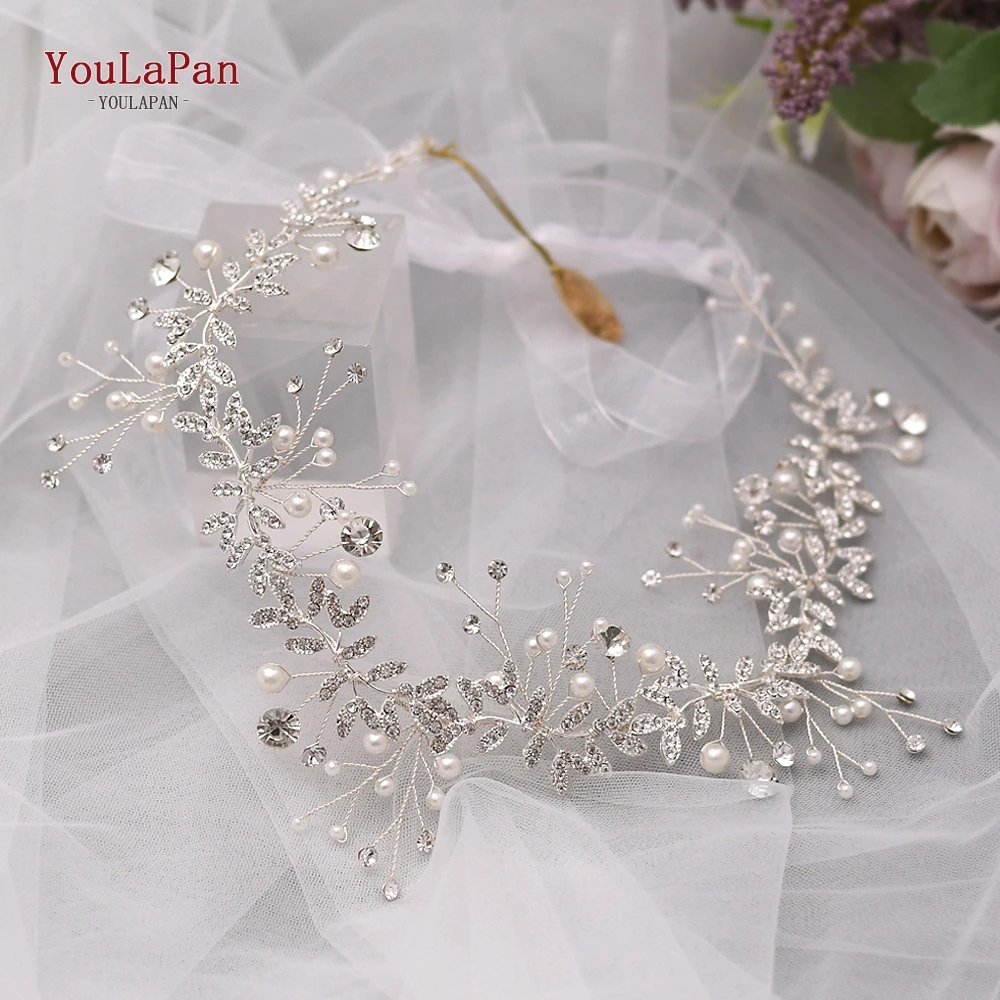 TOPQUEEN HP233 Wedding Hair Ornaments for Women Tiaras Bridal Rhinestone Headband Alloy Leaves Wedding Headpieces Headwear