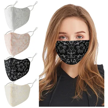 

Adult Washable Lace Flower Adjustable Cotton Breathable Cotton Mask Christmas Mask New Year Gift Reusable Mascarilla #GM