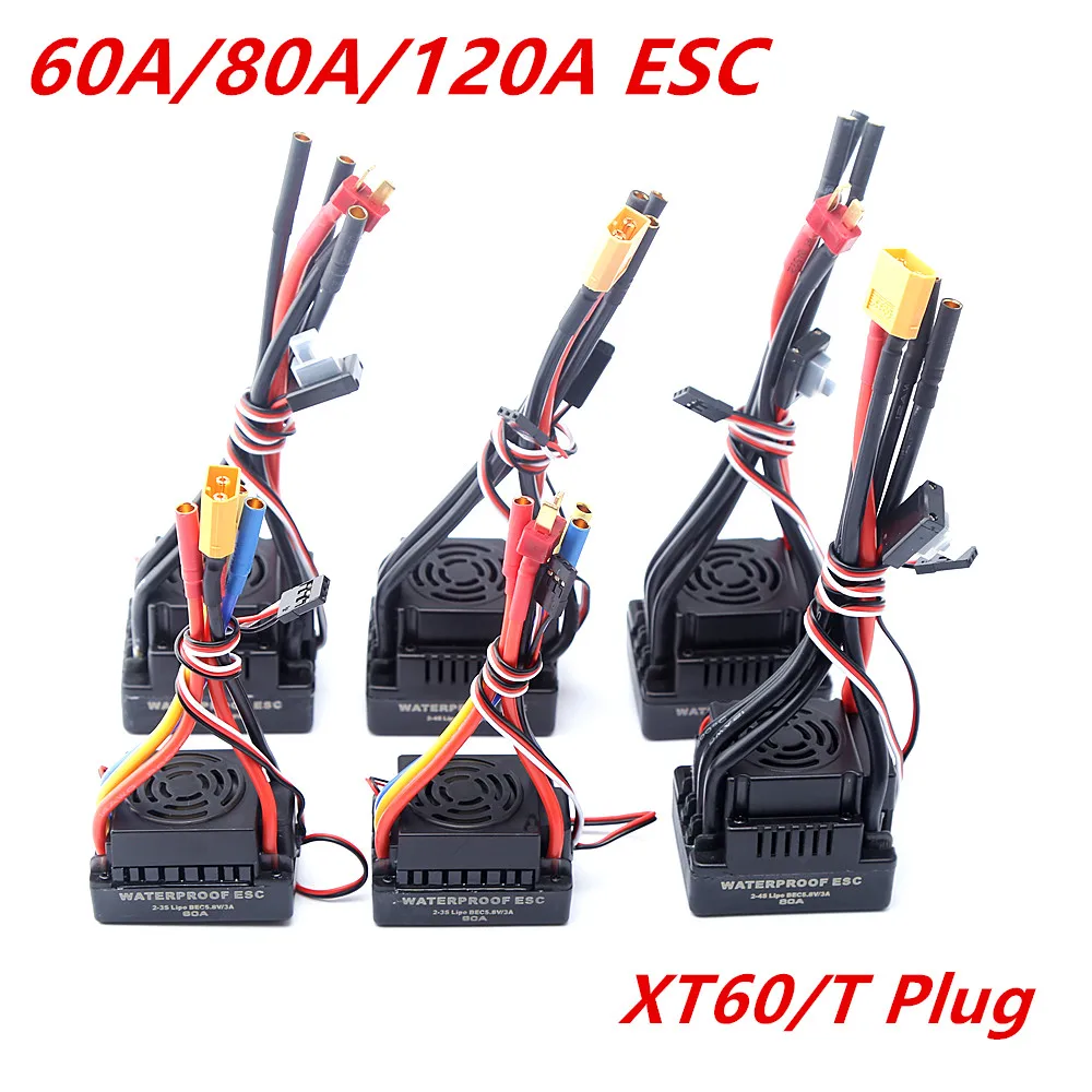 Upgrade Sensorless 60A 80A 120A S-80A S-120A Brushless Waterproof ESC Electric Speed Controller with 5.5V / 3A BEC for RC Car | Игрушки и