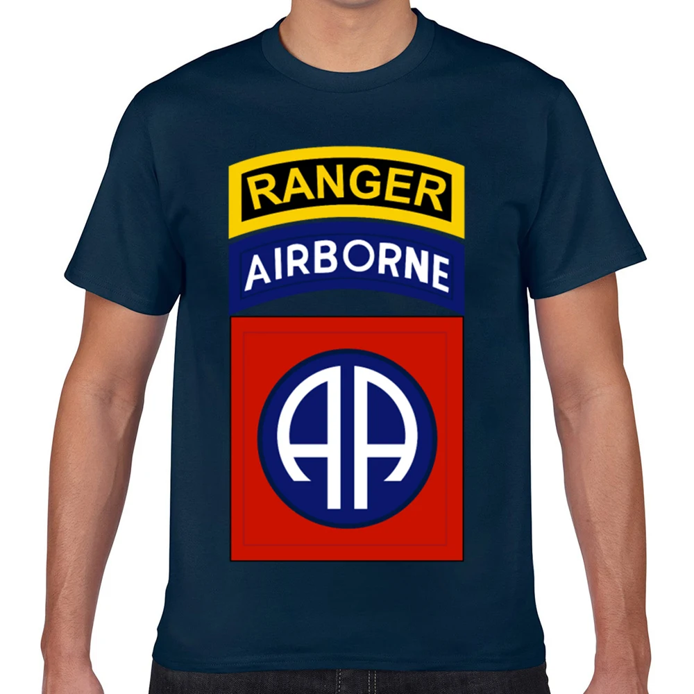 Футболка для мужчин 82nd airborne с рейнджером таб летняя белая короткая мужская