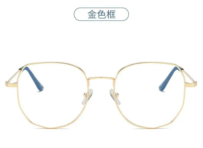 3 New metal irregular light anti-Blu-ray flat computer glasses unisex polygon glasses frame art leisure wild blue light glasses - Цвет оправы: 3