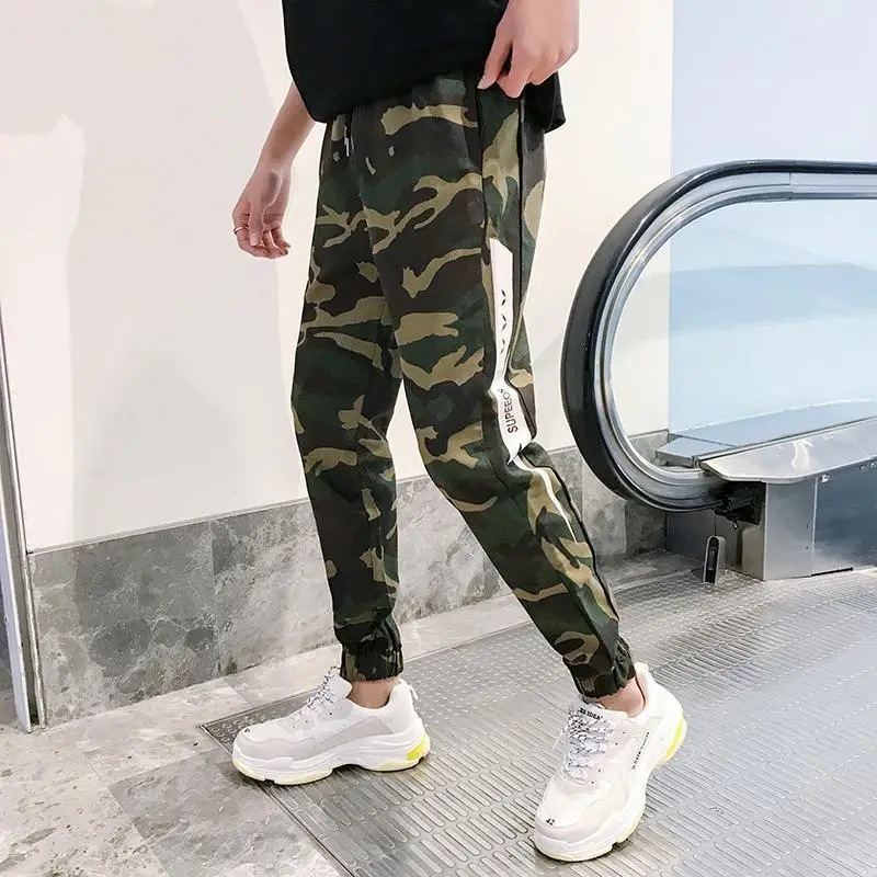 

2018 Spring Hong Kong Style Supermarket Camouflage Printing Ninth Pants Popular Brand Large Size Pants
