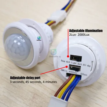 

10pcs AC 85V-265V LED PIR Infrared Detector IR Infrared Motion Sensor Switch Adjustable Time Delay Switch for Home Lighting