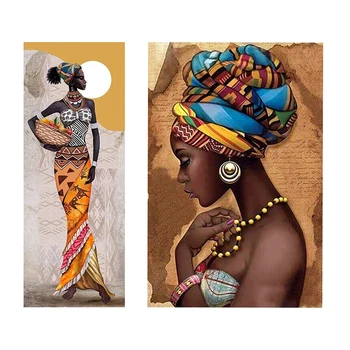 

2 set Diamond Painting Diamond Embroidery - "African Woman Holding Fruit Basket "& "African Woman"