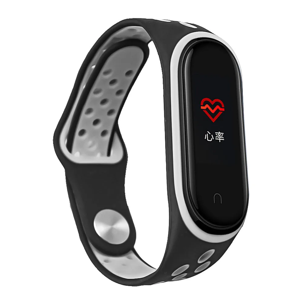 Силиконовый ремешок для mi Band 4, замена для Xiaomi mi band 4, спортивный браслет Aurora, ремешок на запястье, Смарт-часы - Цвет: black gray