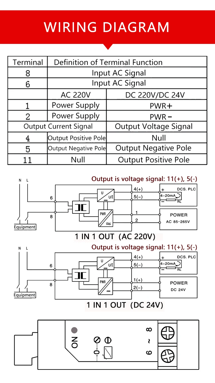 High quality BSA-I AC/DC220V Ac current transmitter 1 in 1 out Current Transducer