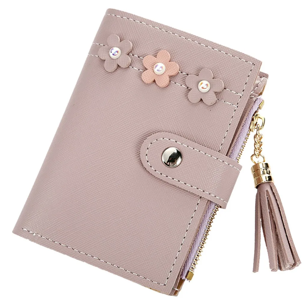 Модный женский короткий кошелек с кисточками и застежкой, портмоне, кошелек, держатель для карт s, сумочка, клатч, Дамский держатель для карт, сумка для ключей, сумка для денег#2 - Цвет: Purple