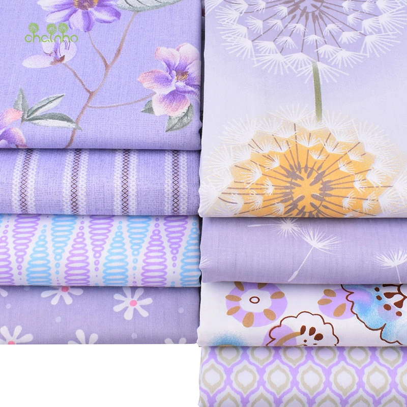 8 шт./лот хлопковая ткань Chainho Twill фиолетовая Цветочная Лоскутная Ткань для сделай