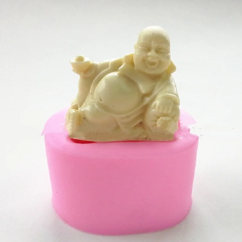 3D laughing Buddha Silicone Soap mold Soap DIY Mold Resin Polymer Clay Cake Candle Decorating Mould Handmade soap mold