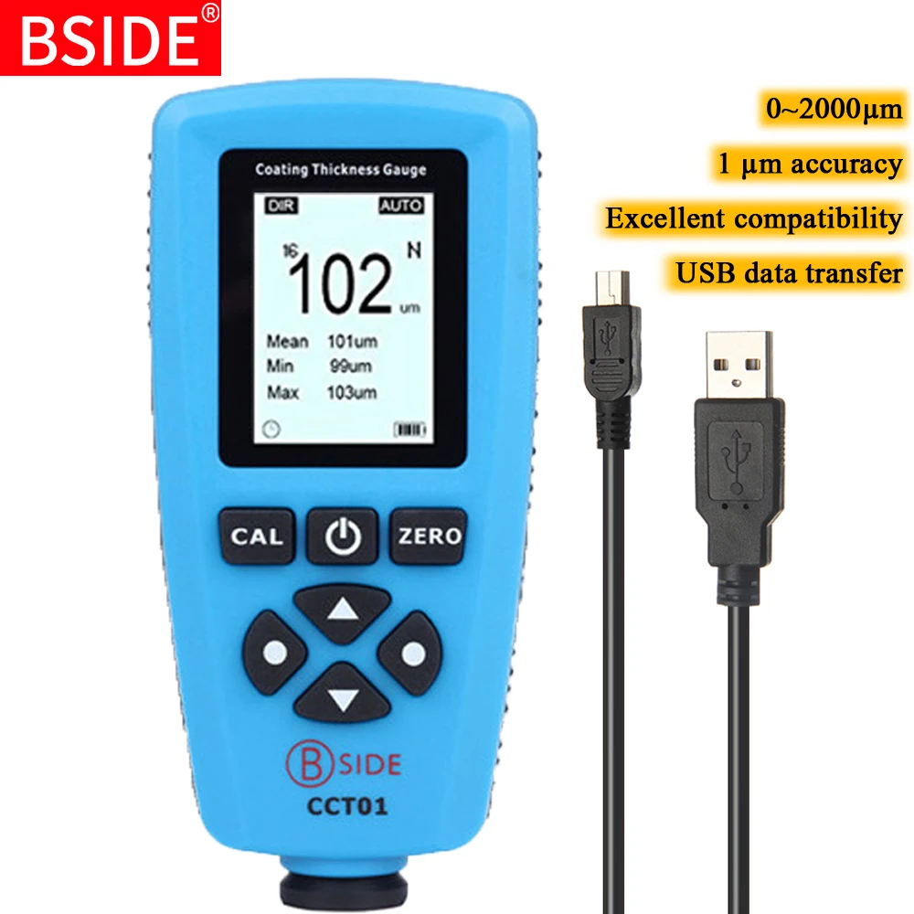 BSIDE CCT01 цифровой датчик толщины покрытия 1 микрон точность 0 2000 мкм измеритель