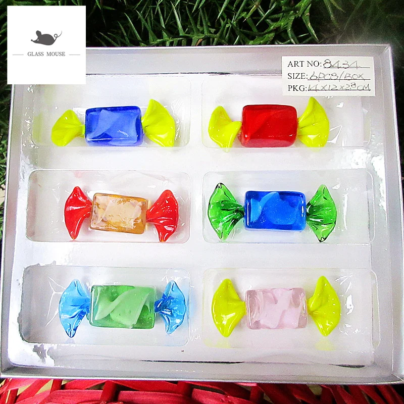 

Vintage simulation handmade Murano Glass Sweets Figurines Crafts Wedding Party Candy Christmas Decoration DIY Ornament Kids Gift