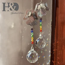 H& D набор 2 Висячие чакры хрустальный шар кулон Suncatcher Ангел Призма Радуга производитель Рождественское украшение для дома с подарочной коробкой