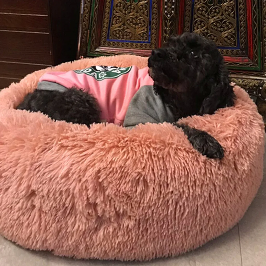 Round Dog Cat Bed Pet Washable Pet Cat House Dog Breathable Lounger Sofa Deep Sleep Cat Litter Kennel Super Soft Plush Beds@47