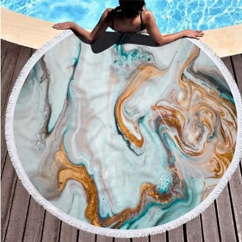 Round Beach Towel Tassel Microfiber Bath Shower for Adult Bedspread Picnic Yoga Mat Blanket Cover Tapestry |