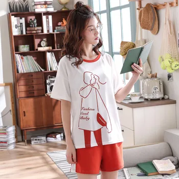 

GOGONI Women Pajamas Sets 2Pcs Cotton Breathable Women Sleepwear 2020 New Arrivals Nightgown Women Summer Clothes