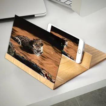 

3D Phone Screen Magnifier Stereoscopic Video Amplifying Desktop Foldable Wooden Bracket Mobile Phone Holder Tablet Holder 12inch