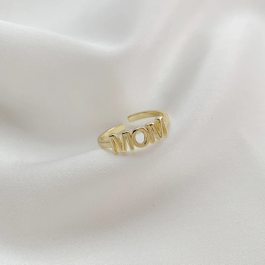 2021 Korean Female's AAA Zircon Ring Simple MOM Adjustable Opening Rings for Women Mother's Day Jewelry Gift