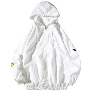 

Black and White Hooded Jacket Men Printed Japanese Streetwear Harajuku Chaquetas Para Hombre Fall Jacket Men Polyester HH50JK