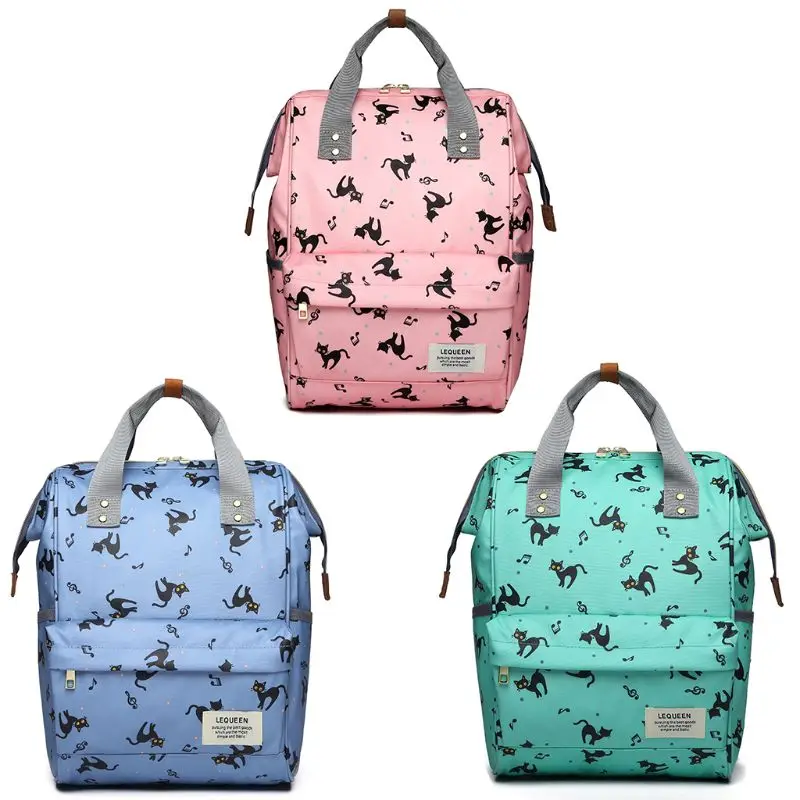 

Fashion Cat Printing Mummy Portable Maternity Nappy Diaper Bag Large Capacity Travel Backpack F42A