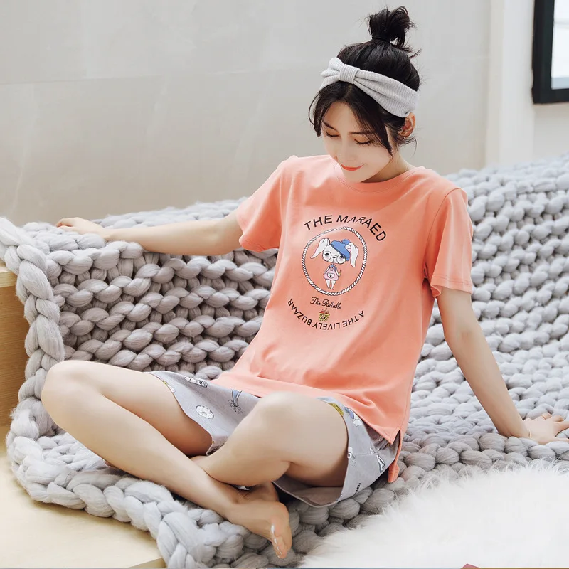 

2218 According to Feminine Short Sleeve Pure Cotton Set Pajamas Women's