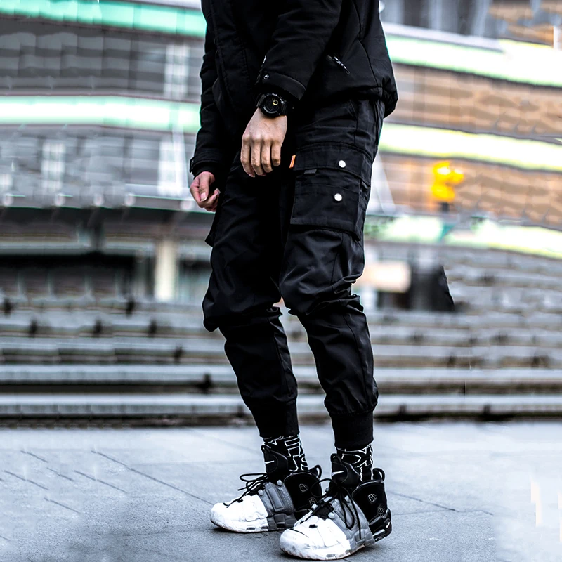 kpop motorcycle pants hip hop fashion male joggers black casual trousers harajuku modis pantalones streetwear reflective joggers