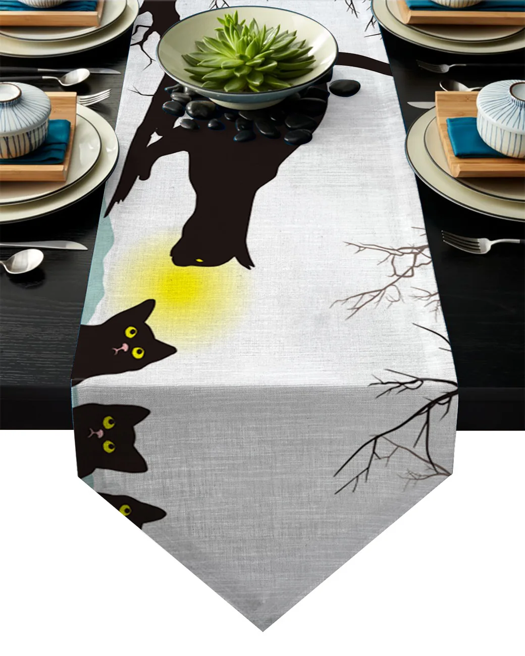 Black Cat Table Runners For Wedding Holiday Event Party Decoration