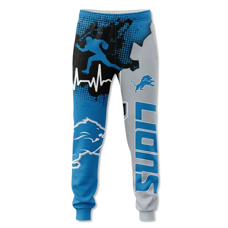 Blue Detroit Check Pattern pants Cartoon Lions Print Fashion 3D Sweatpants Sweatpants Sweatpants