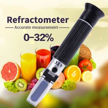 Handheld Sugar Refractometer Sugar Concentration Meter Densimeter 0-32% Optical Sugar Food Beverages Content Meter Tool Test