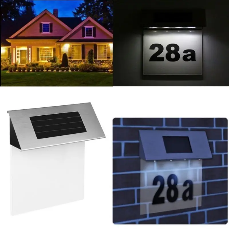 

House Number Solar Light LED Bulb Digital Solar Powered Lamp Wall Mount Illumination Doorplate Porch Lights Waterproof Ip44