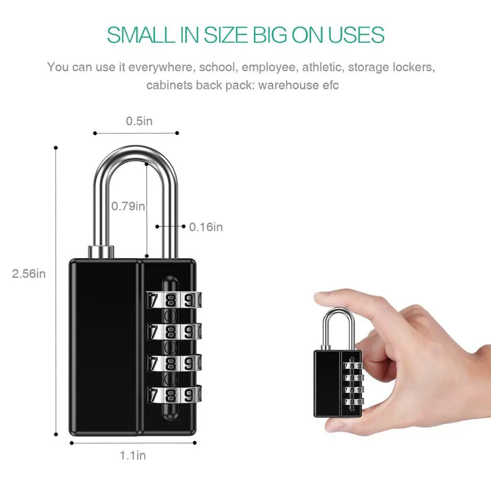 for Sheds Pack 2Pcs Combination Padlock 4-Digit Combination Lock Toolbox Gym