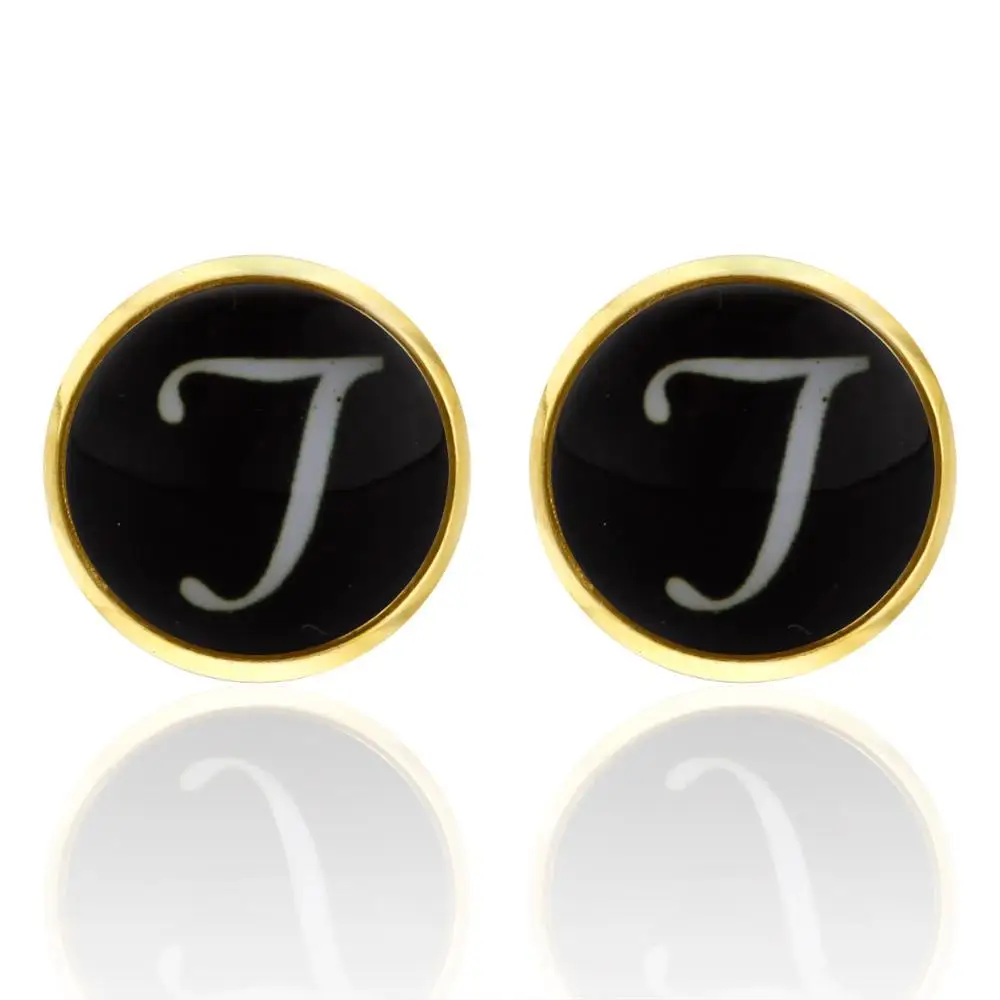 Модные новые мужские деловые золотые запонки «Алфавит» для мужчин, запонки, свадебные формальные запонки, запонки gemelos - Окраска металла: T