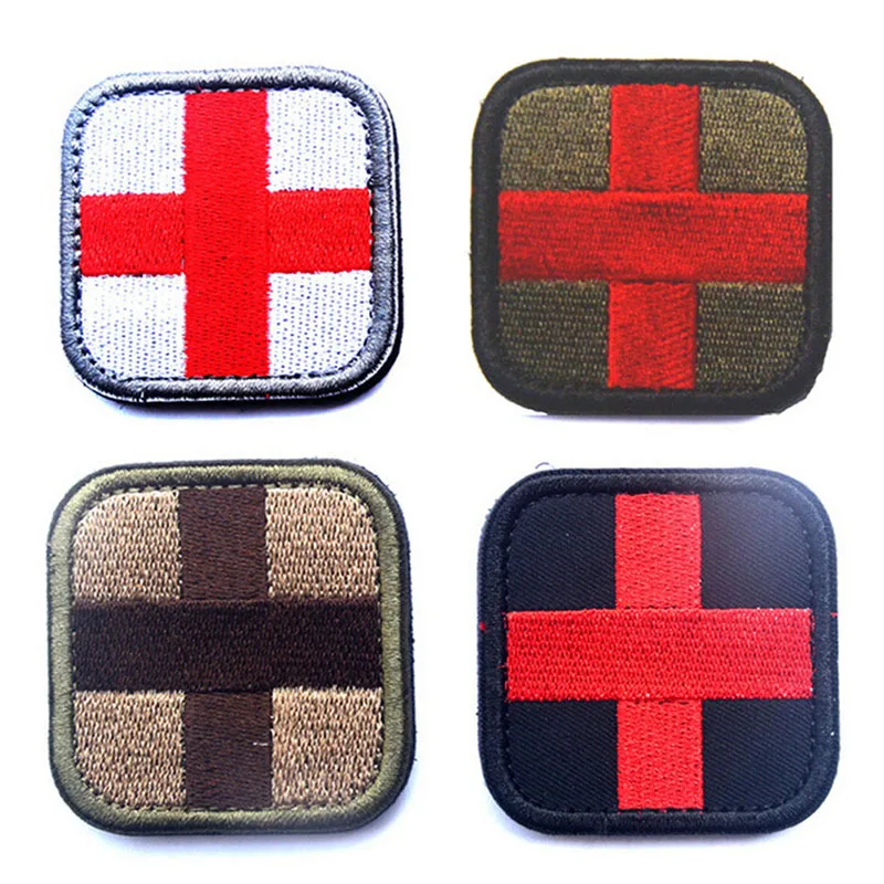 Armband Tactical Gear Cloth Patches 5*5cm Original Color RED CROSS Medical Assistant 3D Embroidery Patch