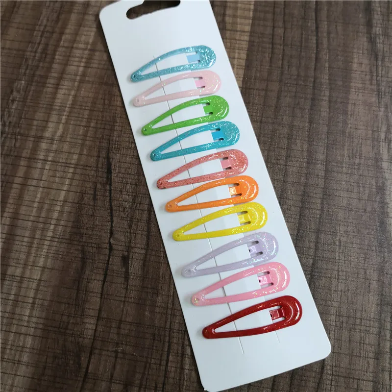 glitter clips 10 шт. в партии Коробки Карамельный цвет девочек шпилька 5 см bb Зажимы группы snap заколки для волос Аксессуары - Цвет: glitter clips
